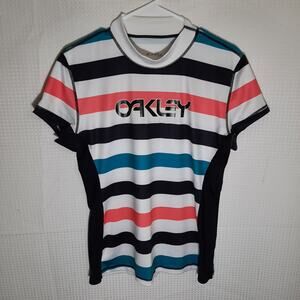 Oakley XL Striped Performance Shirt Fitted Stretch Short Sleeve Athletic Tee